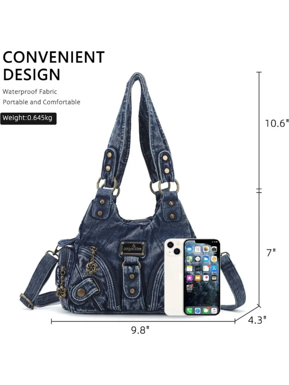 Stylish Small Hobo Shoulder Bag - Vegan Leather Multi-Pocket Tote with Zipper